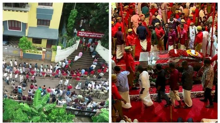 Thousands paid their last homage to Kodiyeri Balakrishnan Thousands paid their last homage to Kodiyeri Balakrishnan