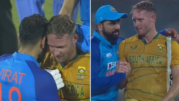 watch video virat kohli and rohit sharma hugs david miller after his century watch video virat kohli and rohit sharma hugs david miller after his century