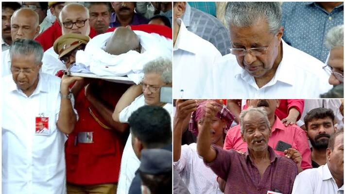 kodiyeri balakrishnan funeral heart breaking moments pinarayi vijayan shoulders bier at last rites kodiyeri balakrishnan funeral heart breaking moments pinarayi vijayan shoulders bier at last rites
