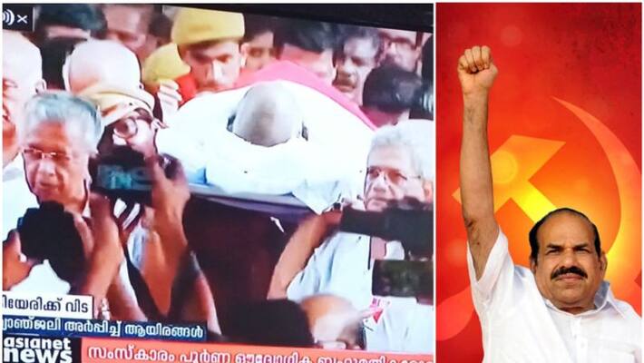 kerala cm pinarayi vijayan walks aroung two and half kilo metres in part of his dear comrade kodiyeri balakrishnans funeral procession kerala cm pinarayi vijayan walks aroung two and half kilo metres in part of his dear comrade kodiyeri balakrishnans funeral procession