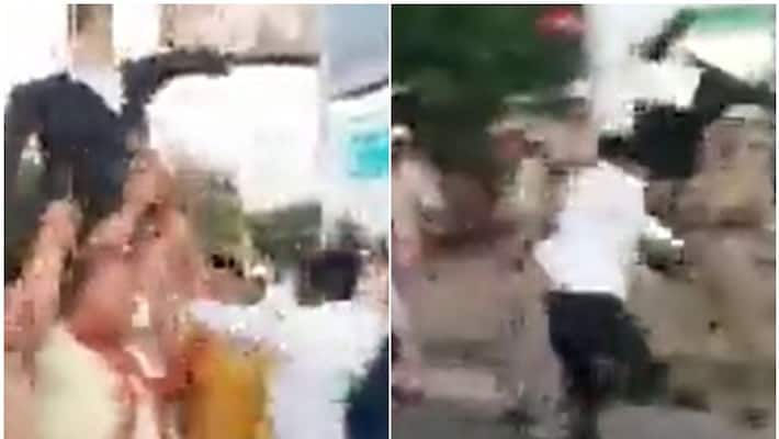 bjp protest against Vaibhav Gehlot congress worker flee with effigy bjp protest against Vaibhav Gehlot congress worker flee with effigy