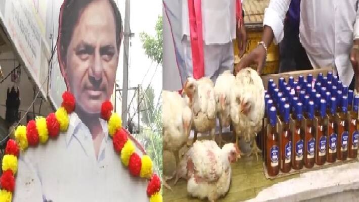K Chandrashekhar Rao National Party launch, chicken and Whisky distribution video viral, DVG K Chandrashekhar Rao National Party launch, chicken and Whisky distribution video viral, DVG