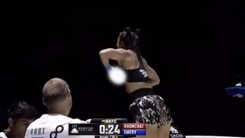 female boxer lost her senses in the joy of victory showed her private part by raising the Tshirt VIDEO went viral 