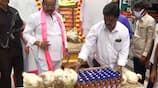 TRS leader seen distributing liquor bottles and chicken day before KCR rebrands party as national outfit
