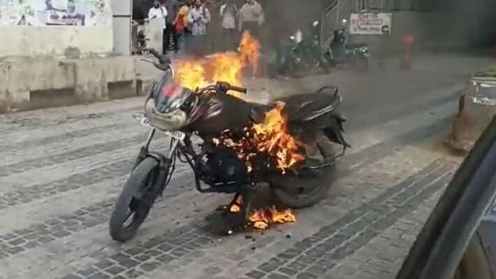 hyderabad man sets bike on fire after police stop him for wrong side driving hyderabad man sets bike on fire after police stop him for wrong side driving