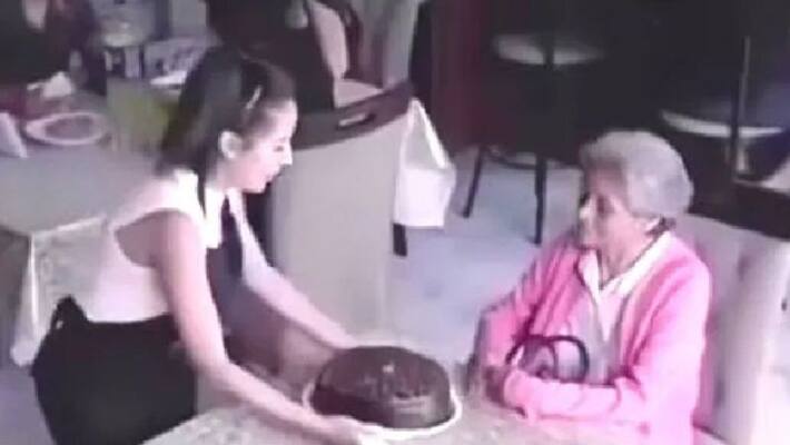 old woman celebrates birthday alone in a restaurant and then happened this old woman celebrates birthday alone in a restaurant and then happened this