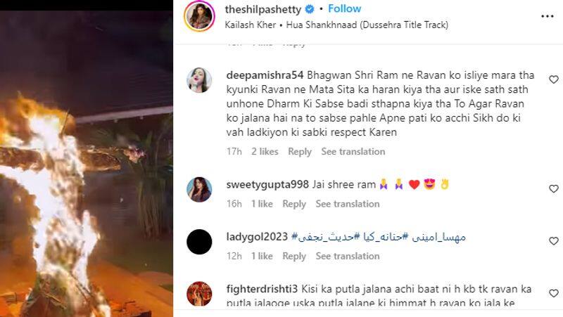 Shilpa Shetty Performs 'Raavan Dahan' With Viaan and Samisha, social media users troll her husband Raj Kundra AKA