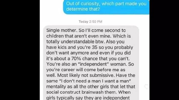 man sends sexist message to single mother in tinder that went viral man sends sexist message to single mother in tinder that went viral