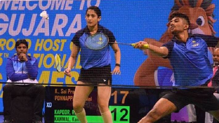 National Games 2022 Ashwini Ponnappa Pratik pair clinch gold in mixed badminton event kvn National Games 2022 Ashwini Ponnappa Pratik pair clinch gold in mixed badminton event kvn
