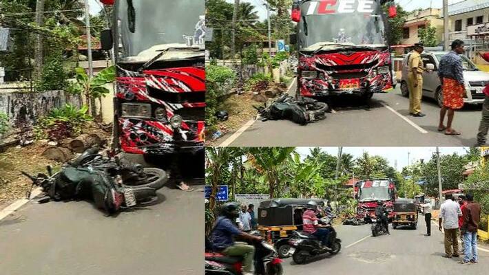 Tourist Bus caused accident in trivandrum Tourist Bus caused accident in trivandrum
