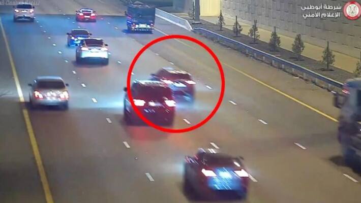 Overtaking vehicle crashes into concrete barrier in UAE Abu Dhabi police issue warning Overtaking vehicle crashes into concrete barrier in UAE Abu Dhabi police issue warning
