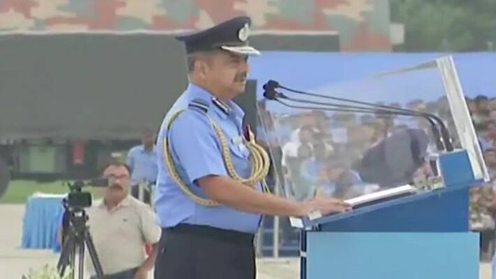 IAF chief as he flies in Rafale in Jodhpur IAF chief as he flies in Rafale in Jodhpur