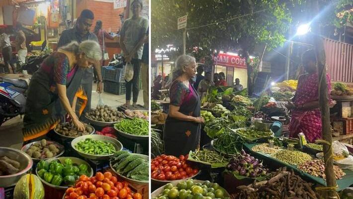 When Finance Minister Sitharaman Went To Vegetable Market In Chennai When Finance Minister Sitharaman Went To Vegetable Market In Chennai