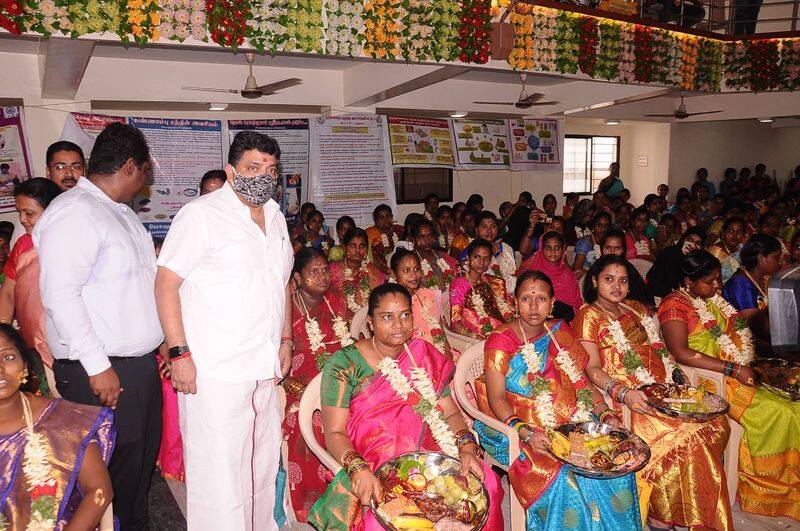 PTR conducted a Valaikappu for the pregnant women and wished them happiness. 