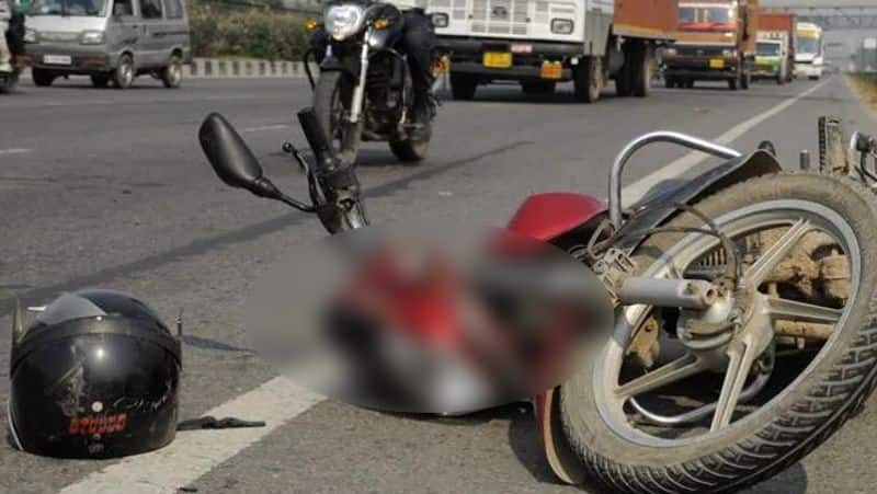 bike Accident...mother died saving her child in tirupattur 