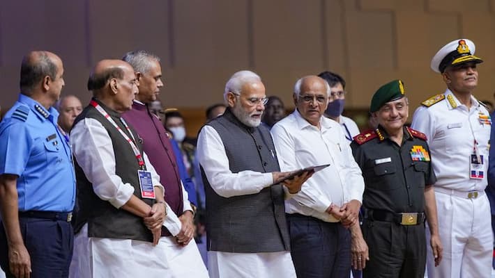 PM Modi inaugurates Defence Expo 2022; says 'new airbase near India-Pakistan border is crucial for security' AJR PM Modi inaugurates Defence Expo 2022; says 'new airbase near India-Pakistan border is crucial for security' AJR