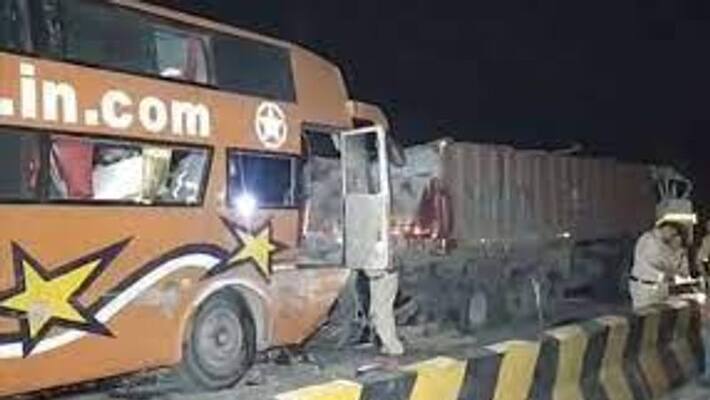 Bus collides with truck in Madhya Pradesh; 15 killed; 40 injured. Bus collides with truck in Madhya Pradesh; 15 killed; 40 injured.