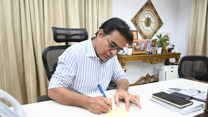 telangana minister ktr starts post card protest to pm narendra modi for handloom workers telangana minister ktr starts post card protest to pm narendra modi for handloom workers