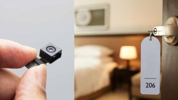 Hidden camera in the hotel room couple shocked at up Hidden camera in the hotel room couple shocked at up