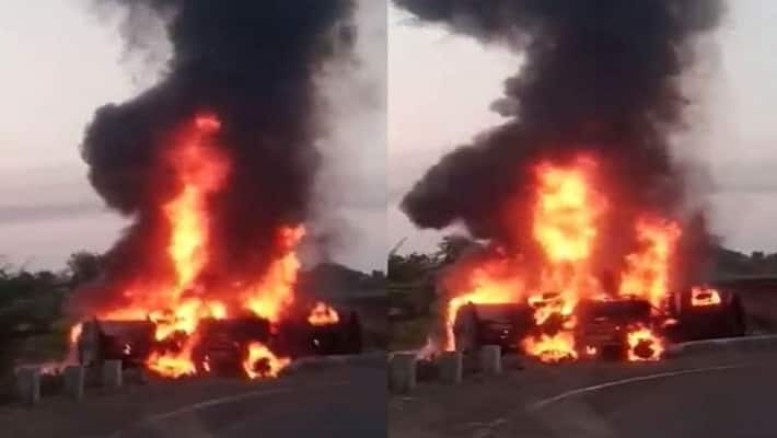 khargone news fire in a tanker filled with petrol in madhya pradesh one woman died many injured kpr khargone news fire in a tanker filled with petrol in madhya pradesh one woman died many injured kpr