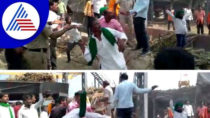 farmers thrashed and throwed stones on balaji sugar factory at vijayapura gvd farmers thrashed and throwed stones on balaji sugar factory at vijayapura gvd