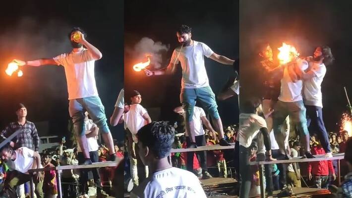 Man beard catches fire as he performs dangerous stunt in viral video Man beard catches fire as he performs dangerous stunt in viral video