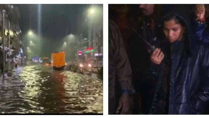Mayor Priya was involved with the officials in removing the stagnant water due to the rains in Chennai Mayor Priya was involved with the officials in removing the stagnant water due to the rains in Chennai