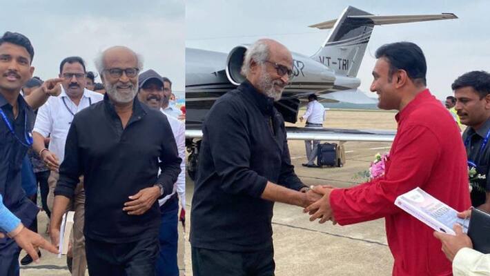 Actor rajinikanth reaches Bengaluru in a chartered flight to take part in Karnataka state govt event Actor rajinikanth reaches Bengaluru in a chartered flight to take part in Karnataka state govt event