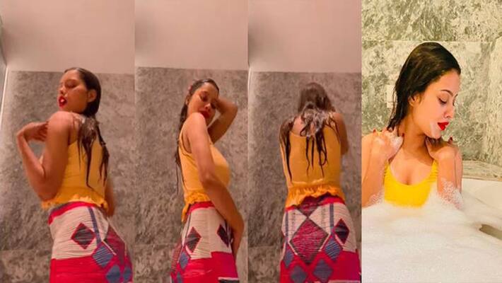 Bhojpuri actress Aarohi Singh bathroom video went viral Khesari Namrata Malla red ghagra was showing her style rps Bhojpuri actress Aarohi Singh bathroom video went viral Khesari Namrata Malla red ghagra was showing her style rps