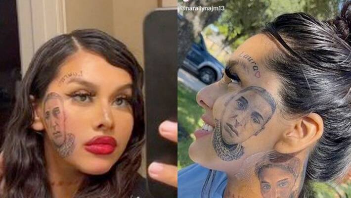 Women tattooed his ex boyfriend face in her cheeks, her videos goes viral in social Media akb Women tattooed his ex boyfriend face in her cheeks, her videos goes viral in social Media akb