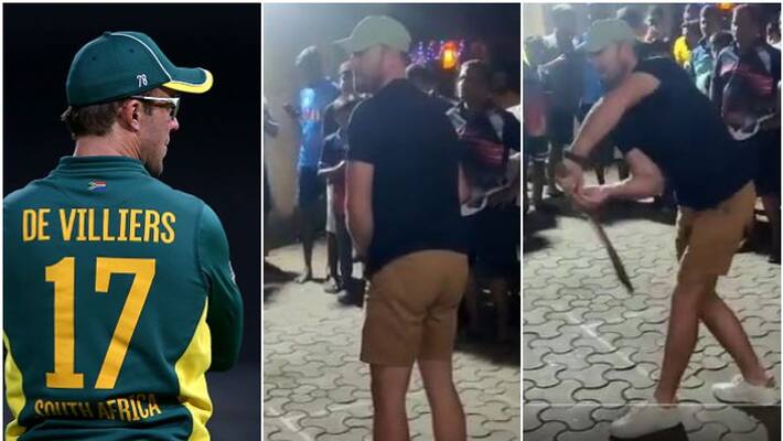 AB de Villiers plays street cricket video goes viral in india AB de Villiers plays street cricket video goes viral in india