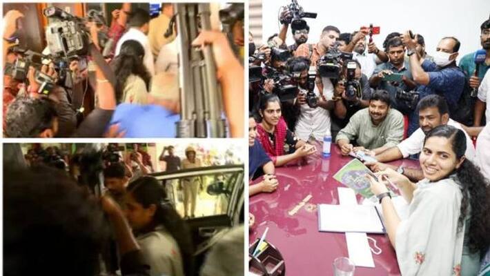 mayor arya rajendran reached corporation office mayor arya rajendran reached corporation office