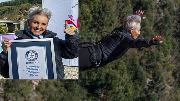 South African woman create world record doing 23 bungee jumps in one hour akb South African woman create world record doing 23 bungee jumps in one hour akb