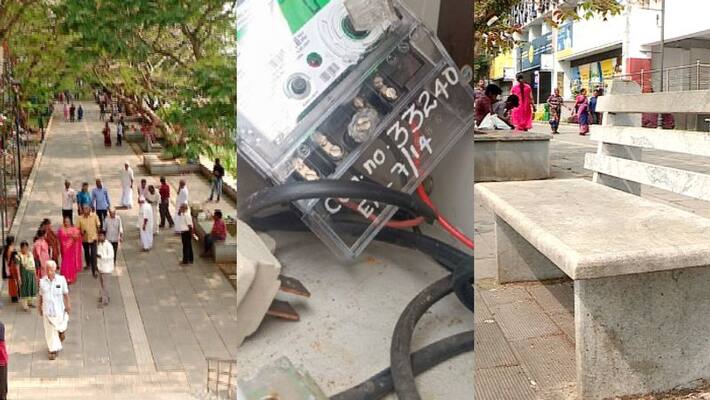 Anti socials vandalised public property on Marine Drive which upgraded under the Kochi Smart City project Anti socials vandalised public property on Marine Drive which upgraded under the Kochi Smart City project
