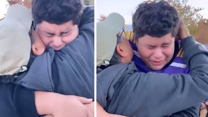 grandpa gives surprise visit to grandson grandpa gives surprise visit to grandson