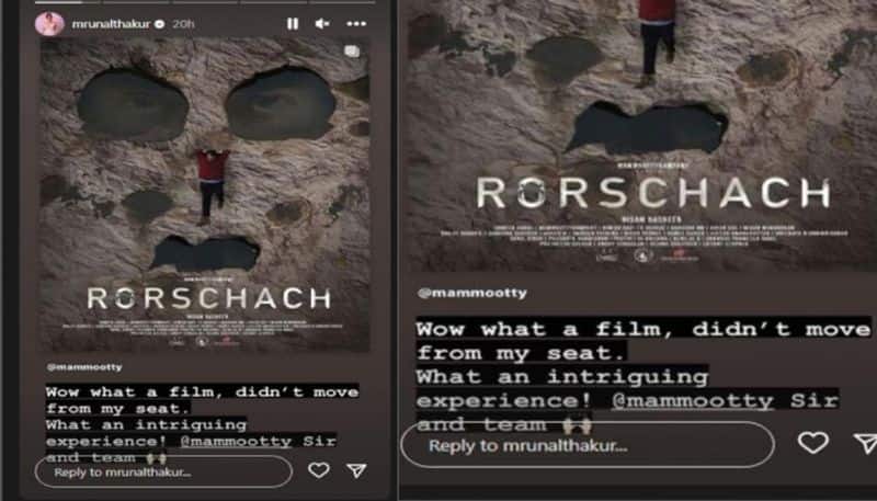 actress mrunal thakur appreciate mammootty movie rorschach