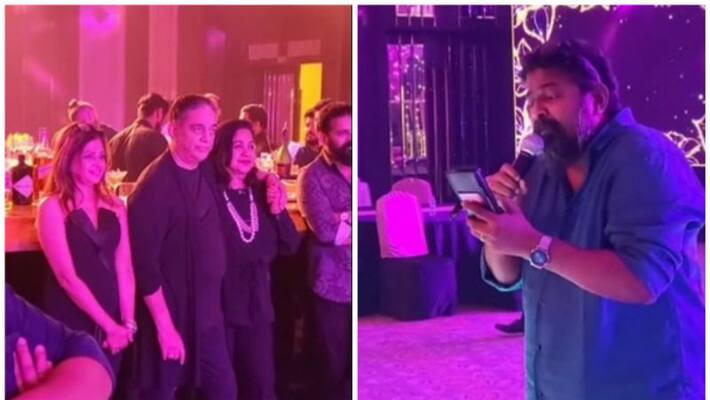Kamal Haasan enjoying mysskin song with Radhika at the birthday party video goes viral Kamal Haasan enjoying mysskin song with Radhika at the birthday party video goes viral