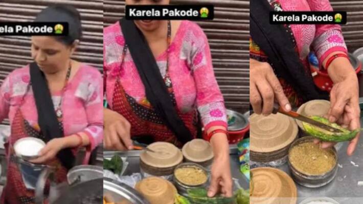Street Vendor Makes karela Pakora Street Vendor Makes karela Pakora