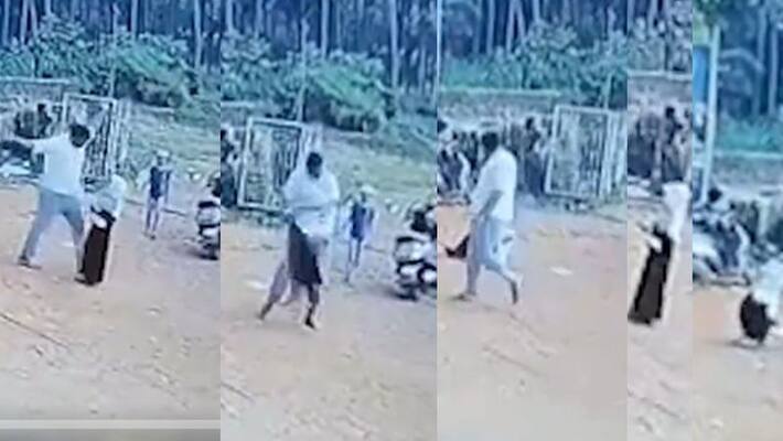 Kasaragod horrifying incident in Manjeshwara, man lifting a minor and flinging her into road, watch cctv footage akb Kasaragod horrifying incident in Manjeshwara, man lifting a minor and flinging her into road, watch cctv footage akb