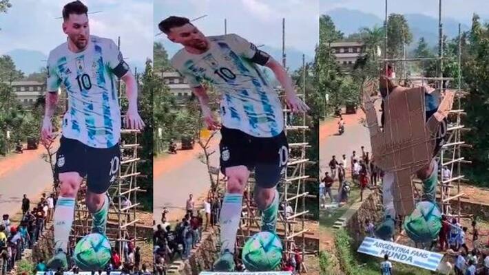 fifa world cup kerala fans celebration with players cut outs and lionel messi cut out broken when carried by fans fifa world cup kerala fans celebration with players cut outs and lionel messi cut out broken when carried by fans