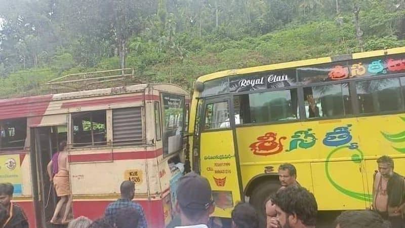 KSRTC bus and driver rescued a  bus in the accident pathanamthitta