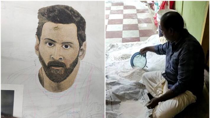 Painter Murugan Kasturba wants to present the picture to Messi Painter Murugan Kasturba wants to present the picture to Messi