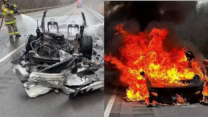 Tesla Model S is burnt beyond recognition in Pennsylvania highway Tesla Model S is burnt beyond recognition in Pennsylvania highway