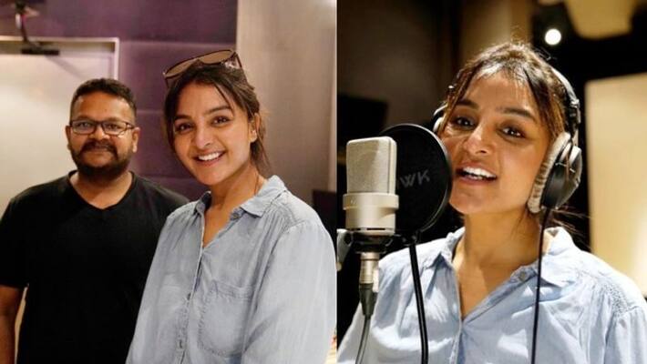 actress Manju Warrier singing for ajith thunivu movie actress Manju Warrier singing for ajith thunivu movie
