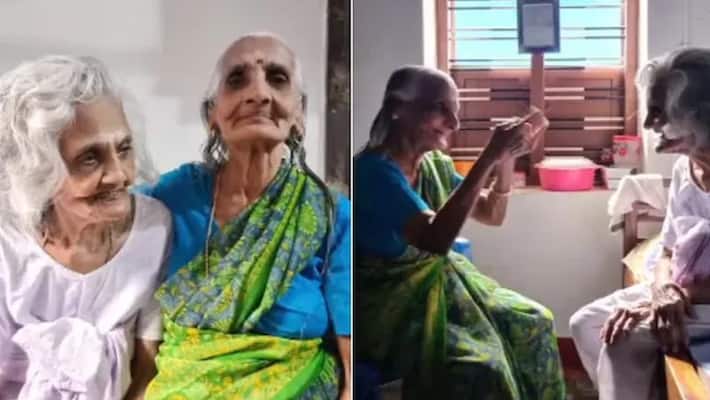Kerala elderly best friends meets after decades video goes viral akb Kerala elderly best friends meets after decades video goes viral akb