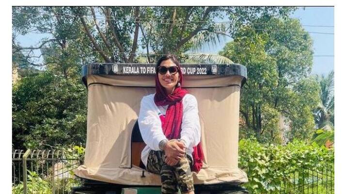 FIFA World Cup 2022 ! A Kerala woman takes a jeep to Qatar to see Lionel Messi FIFA World Cup 2022 ! A Kerala woman takes a jeep to Qatar to see Lionel Messi