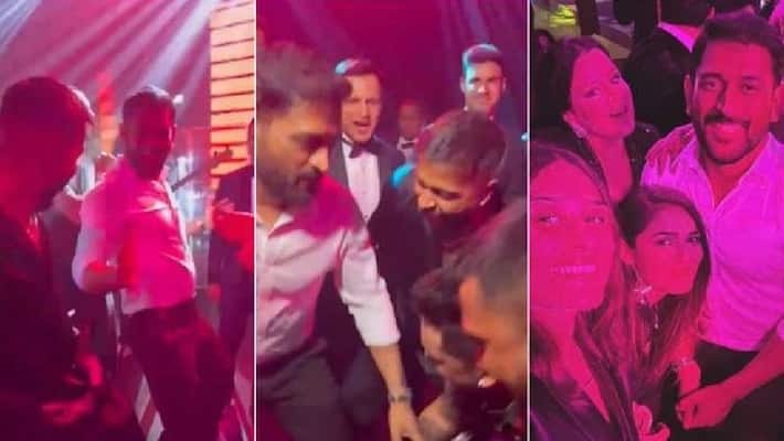 Dhoni took off his jacket and danced with Hardik in birthday party at dubai Cricketer's jabardast dance goes viral akb Dhoni took off his jacket and danced with Hardik in birthday party at dubai Cricketer's jabardast dance goes viral akb