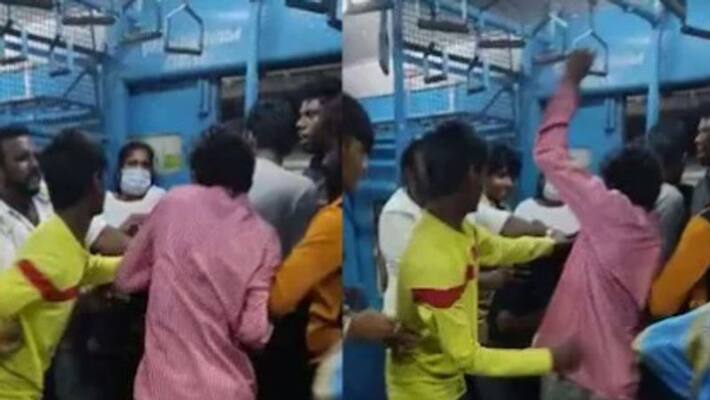 passengers thrash drunk man one who hugs woman in the suburban train in Chennai passengers thrash drunk man one who hugs woman in the suburban train in Chennai