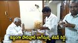 Congress MLC Jeevan Reddy eating panipuri