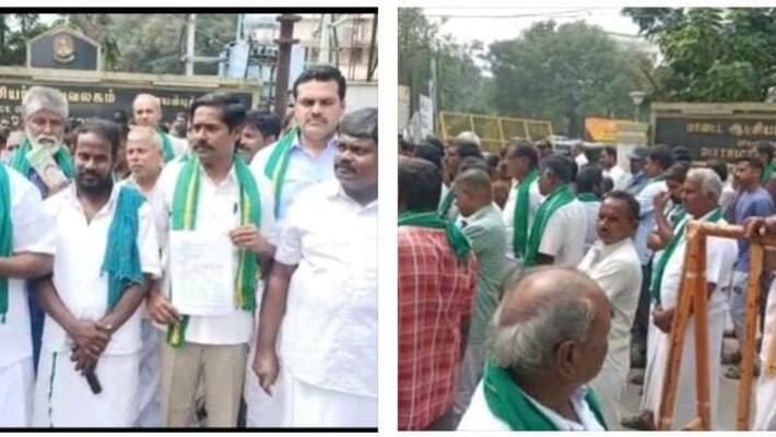 Farmers besieged the district collector's office protesting the construction of military technology park in Coimbatore Farmers besieged the district collector's office protesting the construction of military technology park in Coimbatore
